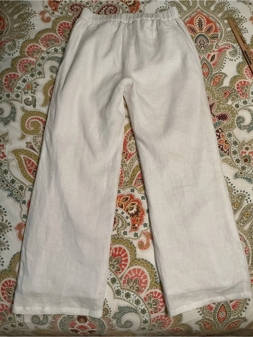 Quince White 100% European Linen Pleated Wide-Leg Trousers Fully Lined, Size 6